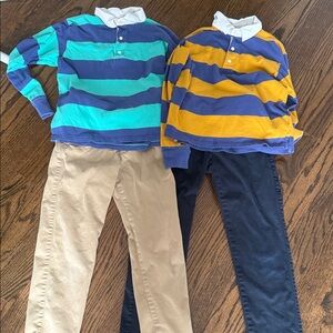 2 Abercrombie Kids straight chinos 11/12 and 2 Crewcut Rugby Shirts large